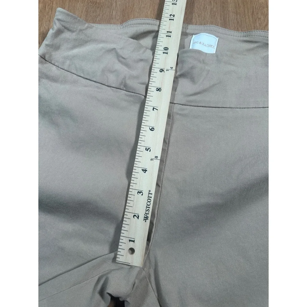 Zac & Rachel Pull On Capri Pants Womens Medium Tan Stretch Rhinestone Hem Crop